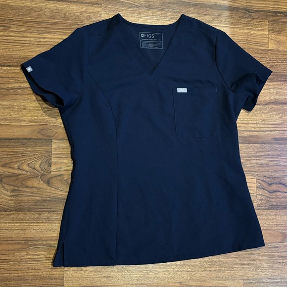 Navy SLIM one-pocket Figs Scrub Top- large - Picture 2 of 4